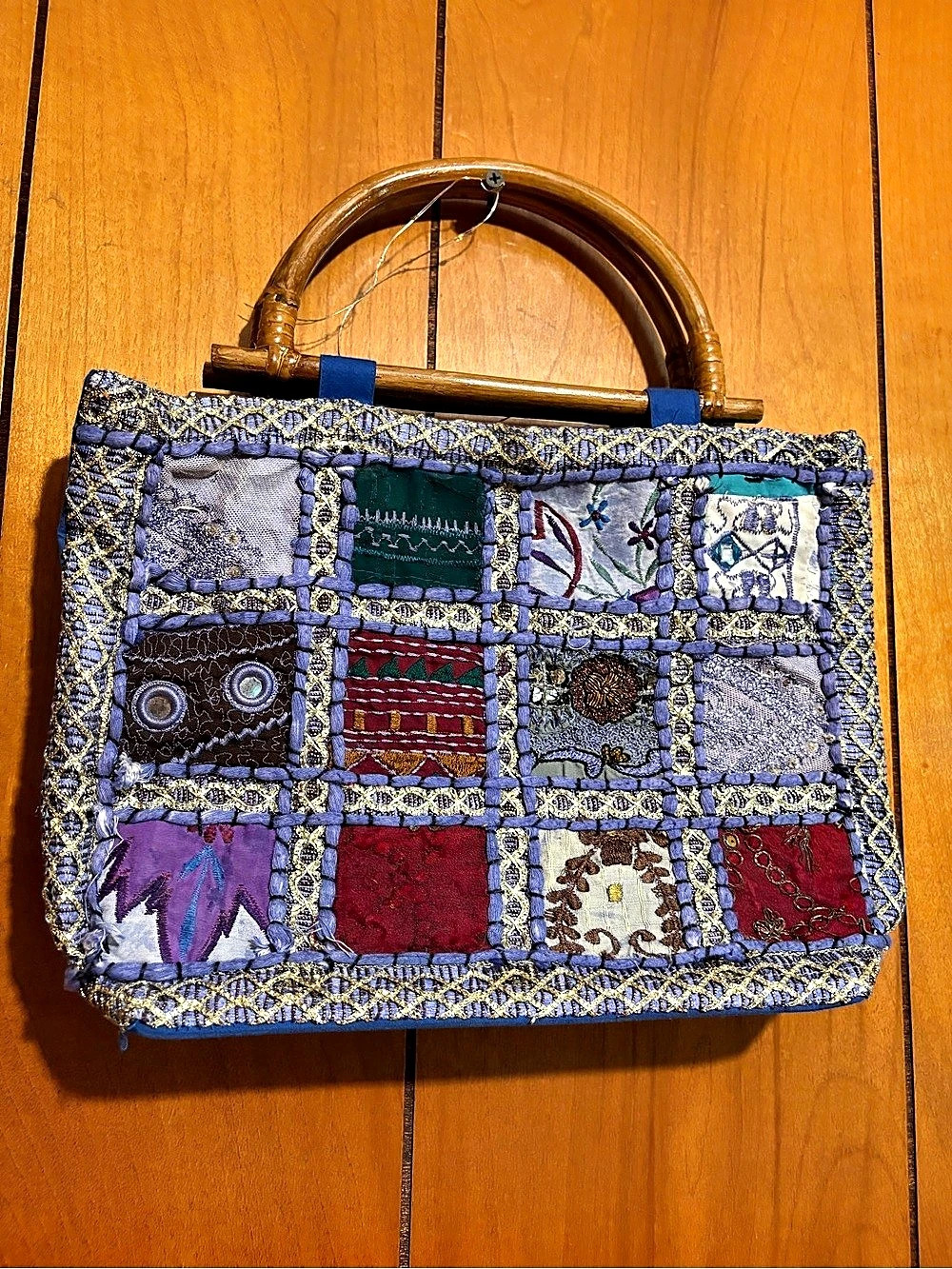 Blue & Multicolor Patchwork Tote